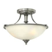 Truman 2 Light Semi-Flush Fitting in Antique Nickel with an Opal Glass Shade - HINKLEY HK/TRUMAN/SF