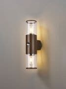 Vendeen Up & Down Outdoor PIR Wall Light in a Matt Brown Finish with Clear Diffusers, IP54 Rated