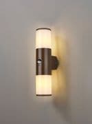 Vendeen Up & Down Outdoor PIR Wall Light in a Matt Brown Finish with Opal Diffusers, IP54 Rated