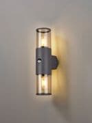 Vendeen Up & Down Outdoor PIR Wall Light in an Anthracite Finish with Smoked Diffusers, IP54 Rated