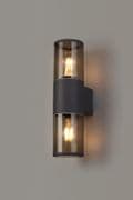 Vendeen Up & Down Outdoor Wall Light in an Anthracite Finish with Smoked Diffusers, IP54 Rated