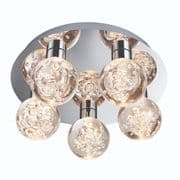 Versa 5 Light LED Bathroom Flush in Polished Chrome with Clear Bubble Shades IP44 - ENDON 76365