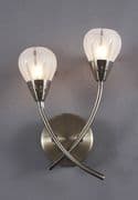 Villa Wall Light in an Antique Brass Finish and Etched Glass Shades - där VIL0775 (EX-DISPLAY)