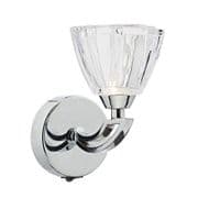 Vito Single Wall Light in Polished Chrome with Ribbed Crystal Glass Shade, Switched - där VIT0750