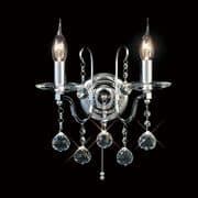 Warmingham Double Wall Light in Polished Chrome and Crystal, Switched