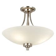 Welles Semi-Flush Fitting in Satin Chrome and a Glass Shades - ENDON WELLES-3SC