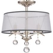 Whitney 3 Light Fitting in Imperial Silver with Crystal and Organza Shades - QUOIZEL QZ/WHITNEY/SF