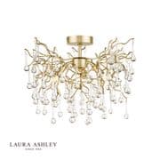 Willow 3 Light Semi-Flush in Satin Champagne with Crystal Droplets - Laura Ashley LA3756150-Q