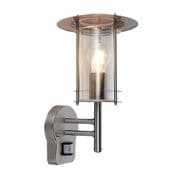 York Outdoor PIR Wall lantern in Stainless Steel with a Clear Lens IP44 - SAXBY 4479782