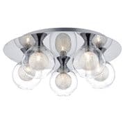 Zeke 5 Light Flush in Polished Chrome with Twin Layer Glass Shades - där ZEK5450
