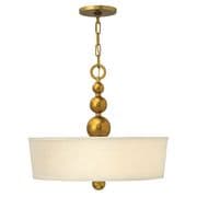 Zelda 3 Light Pendant in Vintage Brass Nickel with a Co-ordinating Fabric Shade - HINKLEY HK/ZELDA/P/B VS