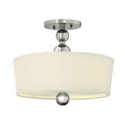 Zelda 3 Light Semi-Flush Fitting in Polished Nickel with a Co-ordinating Fabric Shade - HINKLEY HK/ZELDA/SF PN