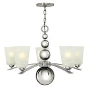 Zelda 5 Light Fitting in Polished Nickel with Etched Glass Shades - HINKLEY HK/ZELDA5 PN