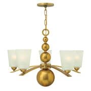 Zelda 5 Light Fitting in Vintage Brass with Etched Glass Shades - HINKLEY HK/ZELDA5 VS