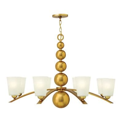 Zelda 8 Light Fitting in Vintage Brass with Etched Glass Shades - HINKLEY HK/ZELDA8 VS