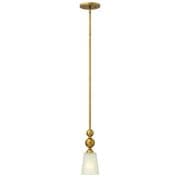 Zelda Single Mini Pendant in Vintage Brass with an Etched Glass Shade - HINKLEY HK/ZELDA/P/A VS