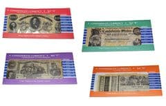 4 x Confederate Replica Currency Sets A B C D