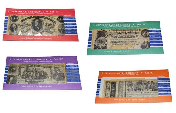 4 x Confederate Replica Currency Sets A B C D
