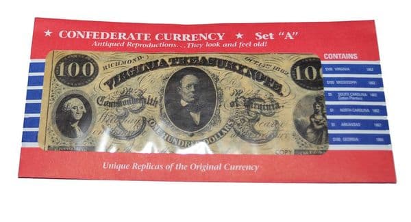 8 x Confederate Replica Currency Sets