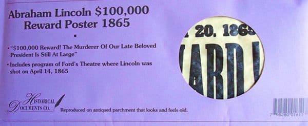 Abraham Lincoln Assassin Wanted Poster 1865