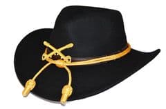 Black Slouch Hat Gold Cord & Metal Cavalry Badge