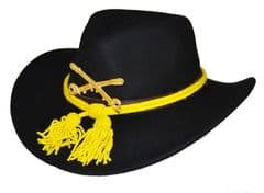 Black Slouch Hat Wool Cord & Metal Cavalry Badge