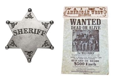 Butch & Sundance Wild Bunch Wanted Poster & Sheriff's Badge