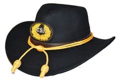Confederate Black Slouch Hat Gold Cord & CSA Badge