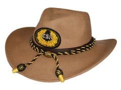 Confederate Butternut Slouch Hat Black Gold Cord & CSA Badge