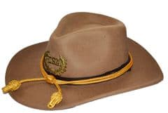 Confederate Butternut Slouch Hat Gold Cord & Metal CSA Badge