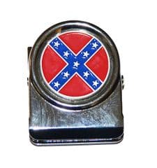Confederate Flag All Metal Note Holder Magnet
