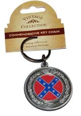 Confederate Flag Large Circular Pewter Keyring