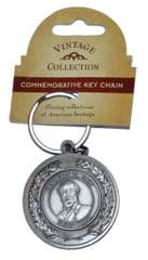 Confederate General Lee Large Circular Pewter Keyring