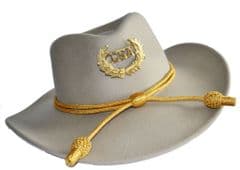 Confederate Grey Slouch Hat Gold Cord & Metal CSA Badge