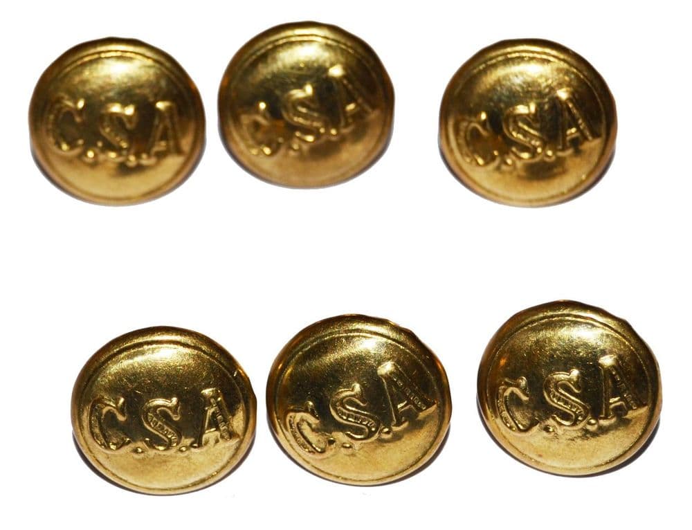 Confederate Large Frock Coat Or Shell Jacket Buttons x 6
