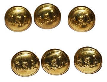 Confederate Large Frock Coat Or Shell Jacket Buttons x 6