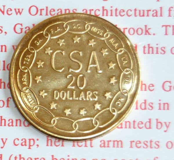 Confederate Replica $20 Dollar Coin