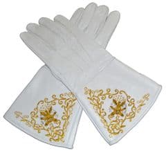 Confederate White Leather Glove Gauntlets