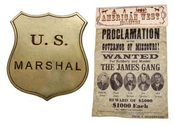 James & Younger Gang Wanted Poster With Marshall's Badge