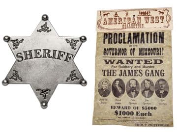 James & Younger Gang Wanted Poster With Sheriffs Badge