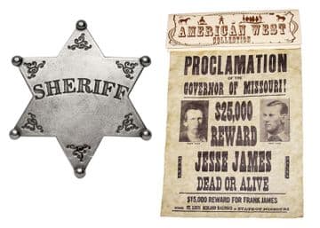 Jesse & Frank James Wanted Poster With Sheriffs's Badge