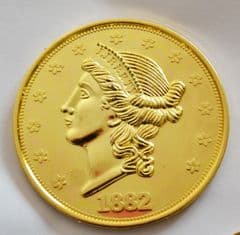 Jumbo Size Novelty 1882 Gold Twenty Dollar Coin Collectors Item New