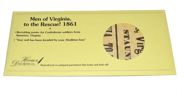 Men Of Virginia Recruitment Poster 1861