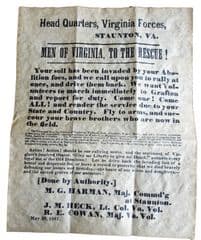 Men Of Virginia Recruitment Poster 1861