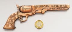 Metal Civil War Pistol Bottle Opener Magnetic  Brass Finish