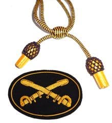 Officers Black & Gold Hat Cord And Sewn Cavalry Badge