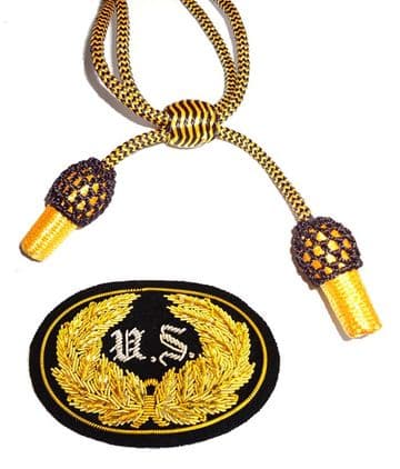 Officers Black & Gold Hat Cord And Sewn US Badge