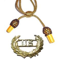 Officers Black & Gold Hat Cord And US Badge