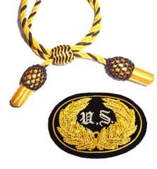 Officers Gold & Black Hat Cord And Sewn US Badge