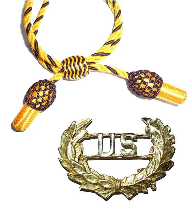 Officers Gold & Black Hat Cord And US Badge